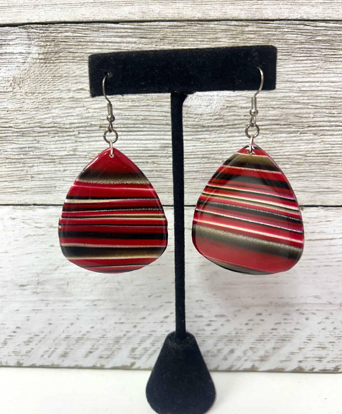 Red/Black/White Stripe Earrings
