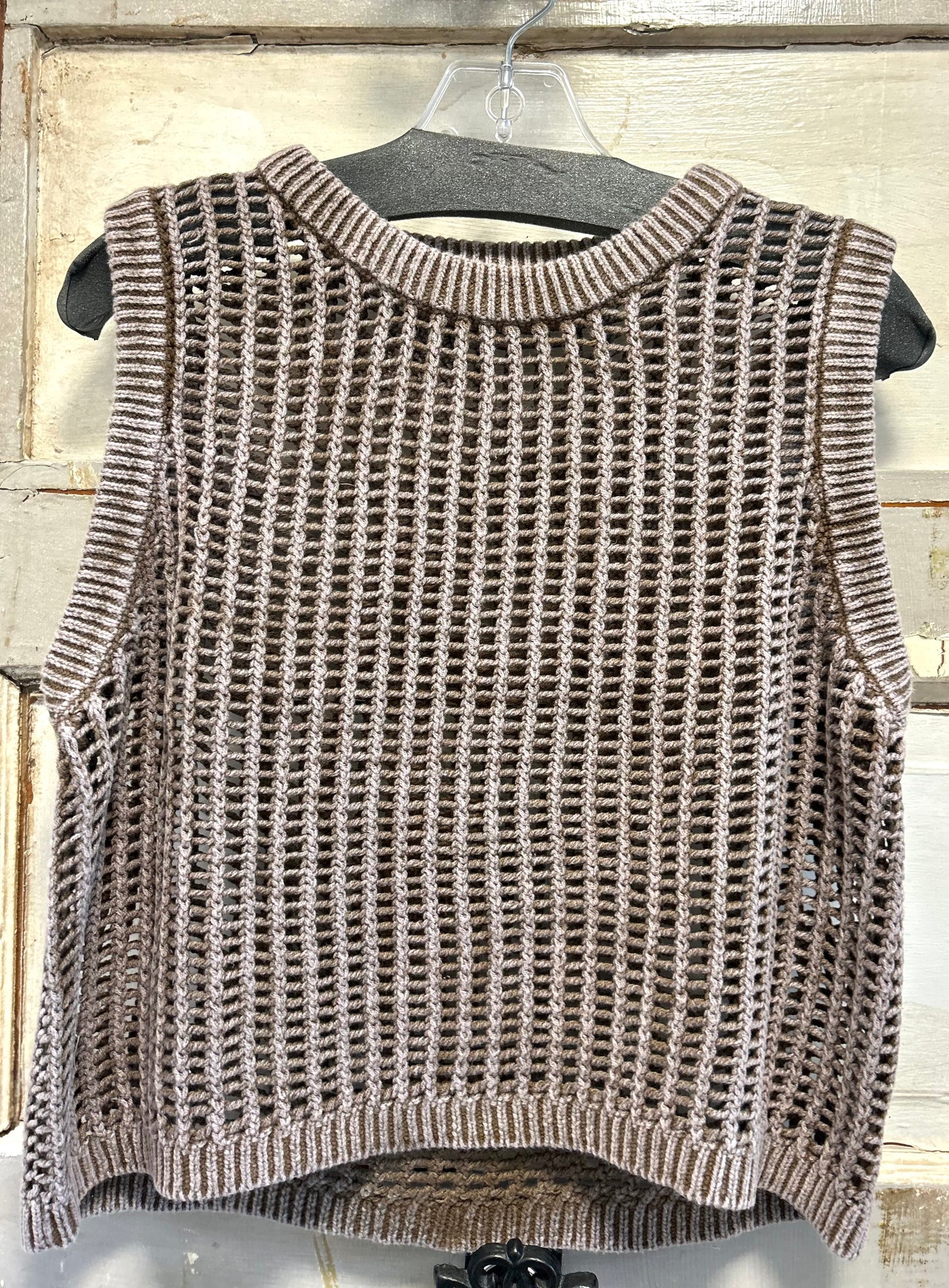 Acid Washed Fishnet Sweater Vest