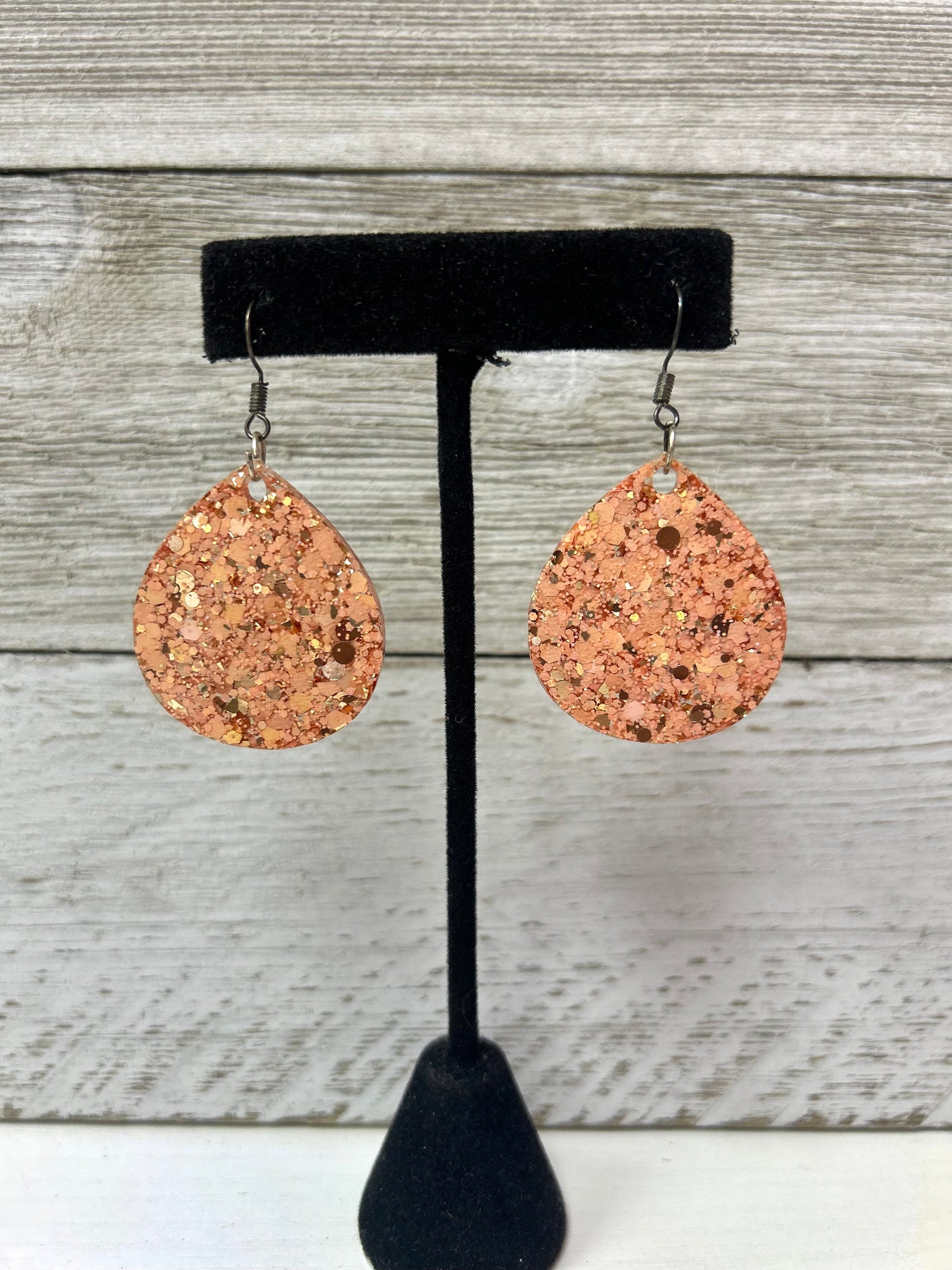 Peach Raindrop Resin Earrings