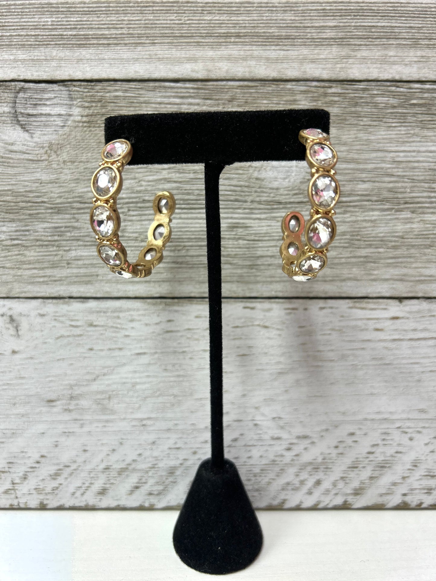 Clear Crystal Gold Hoops