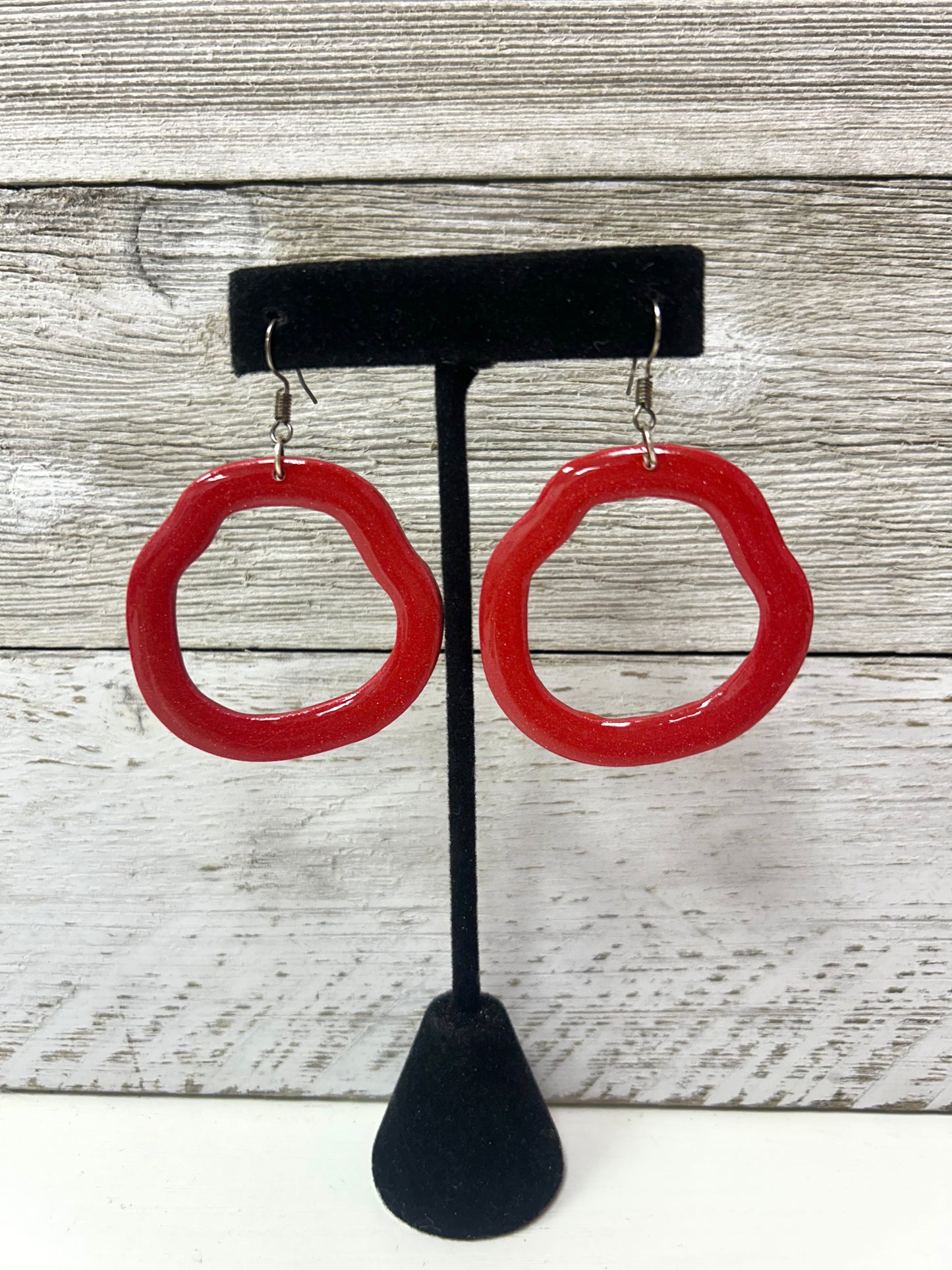 Red Ring Resin Earring