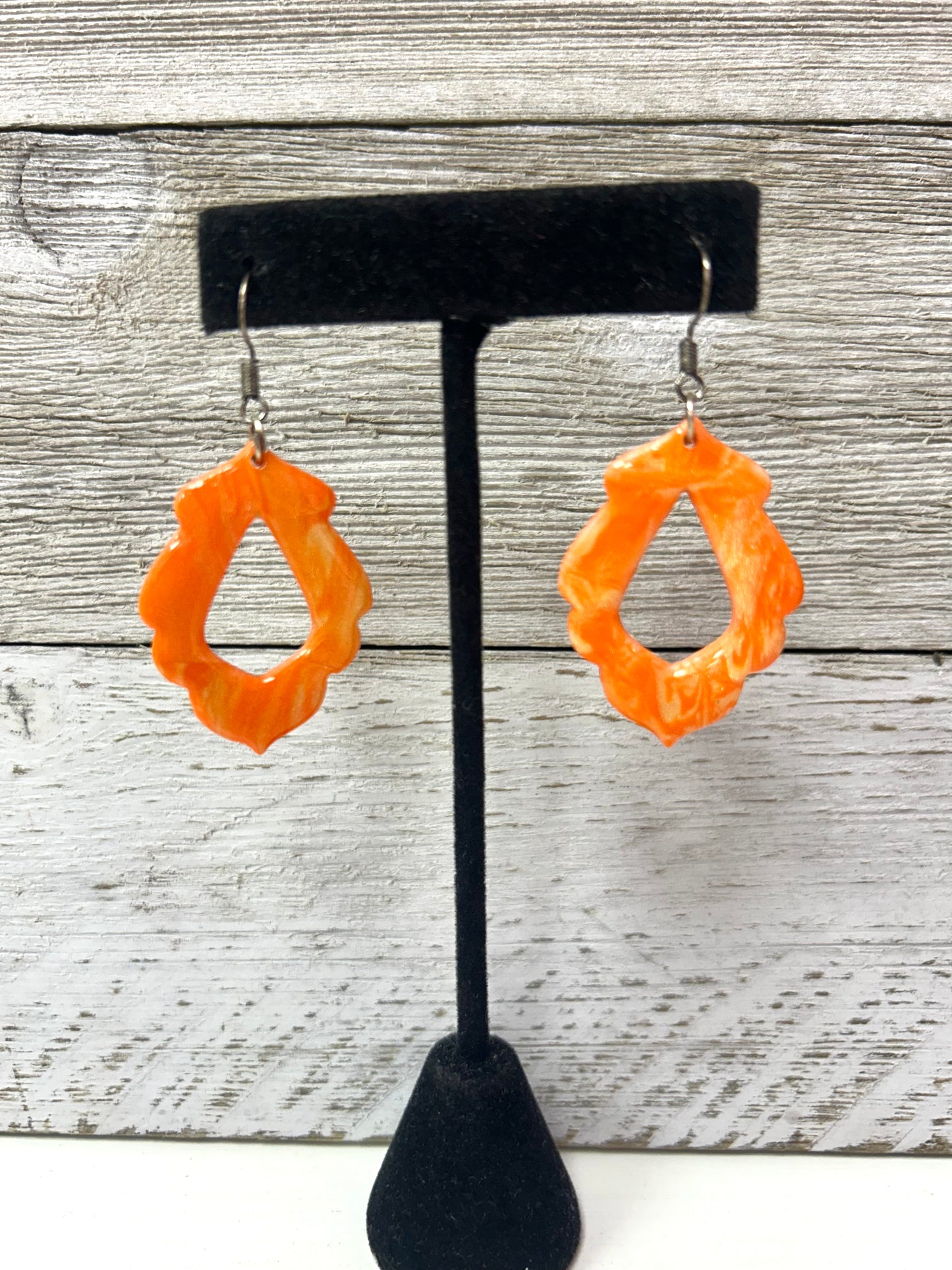 Orange Glitter Swirl Earrings