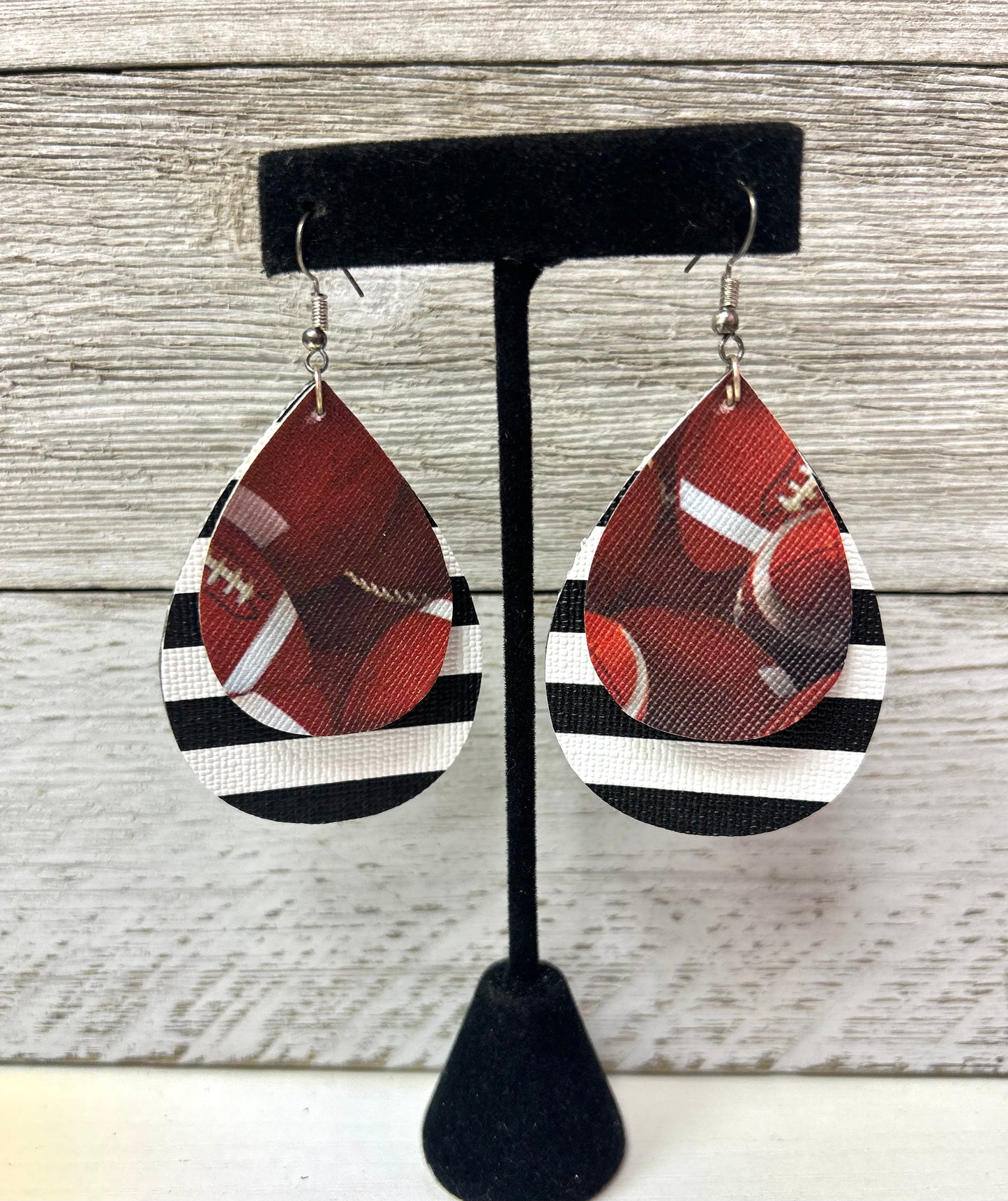Stripe Football Earrings