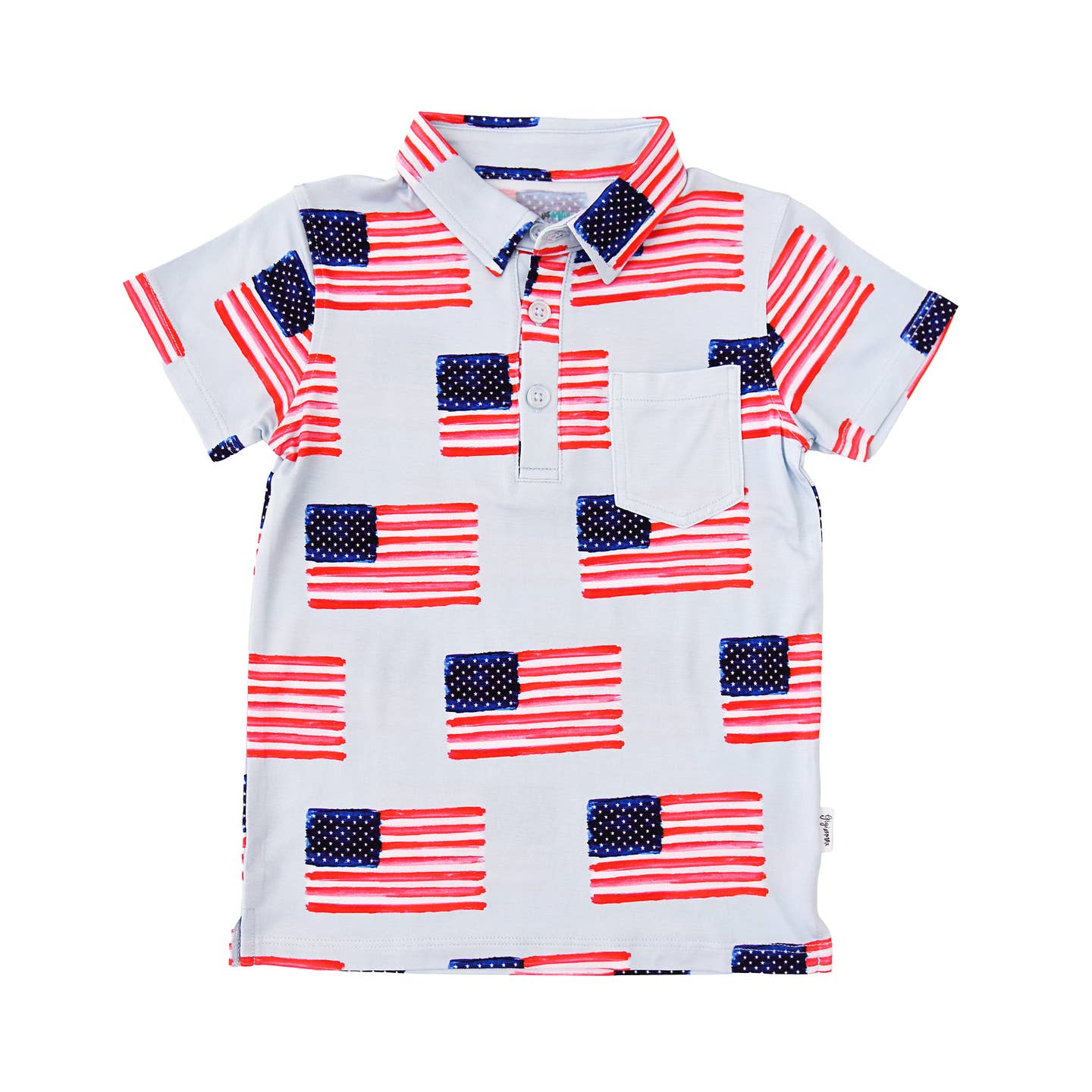 Boys American Flag Bamboo Polo