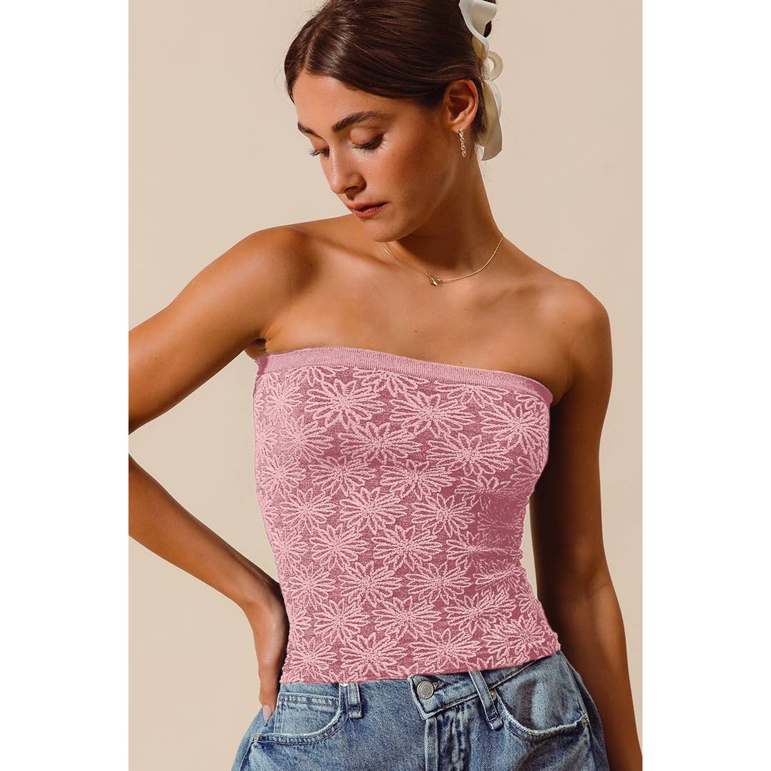 Jacquard Floral Tube Top