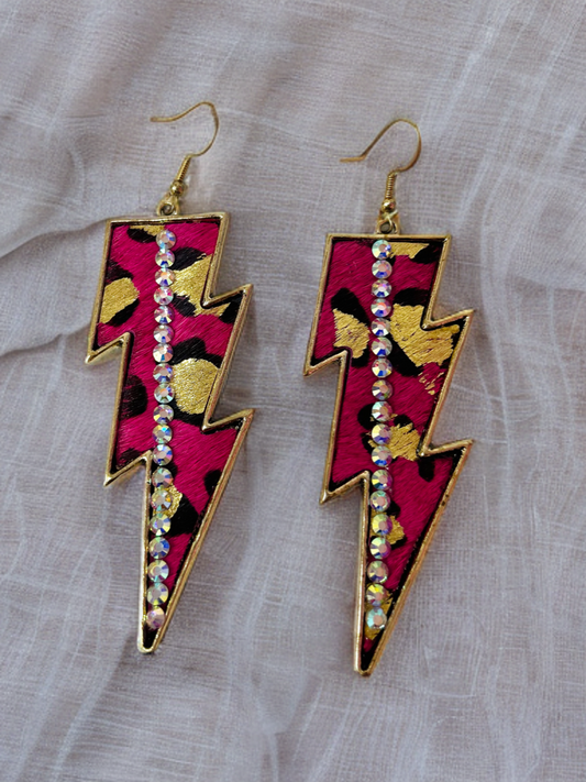 Leopard Lightning Bolt Earrings