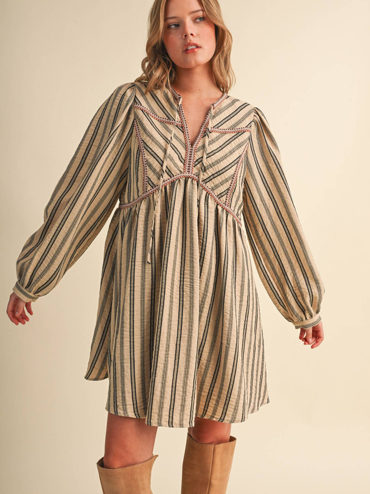 Striped Sand Mini Dress
