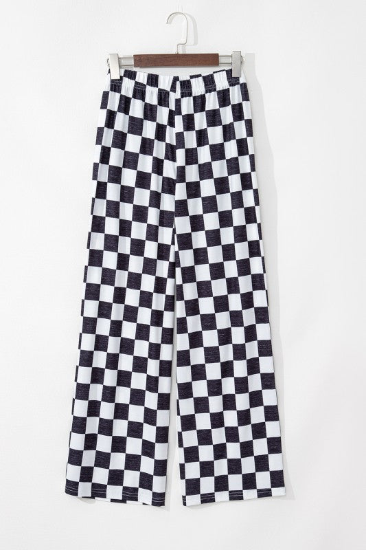 Checkered HW Wide Leg Pants