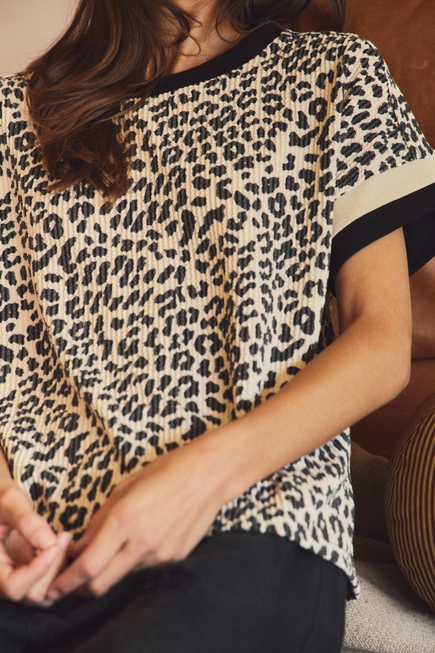 Textured Leopard Knit Top
