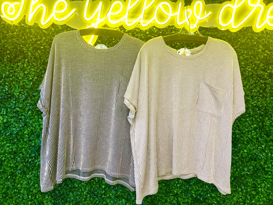 Corded Ribbed Oversized Top