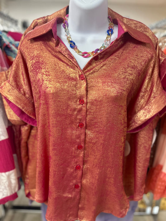 Rose Metallic Sheen Top