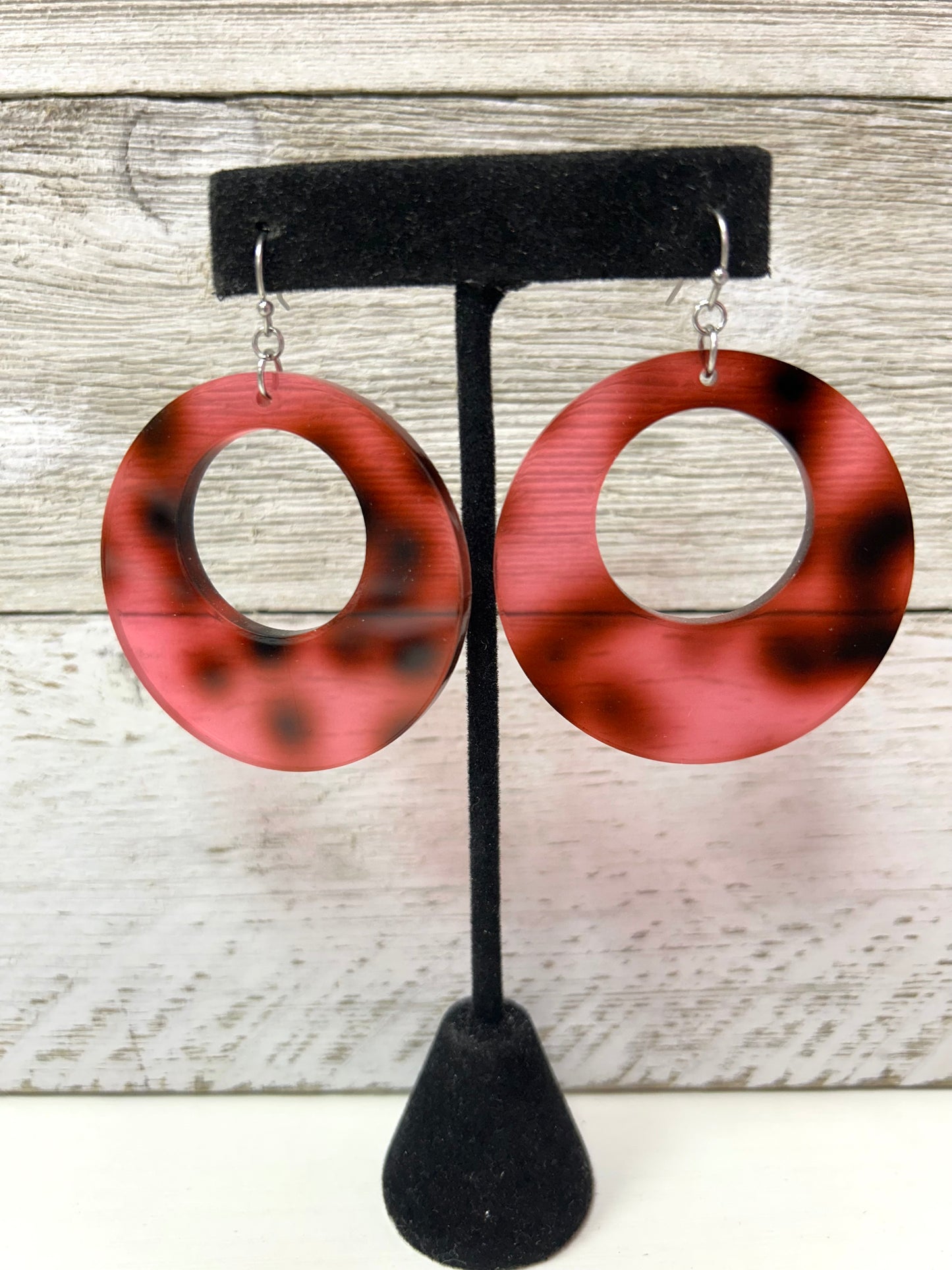 Pink Tortoise Circle Earrings