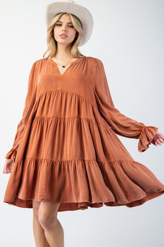 Mineral Washed Tiered Dress