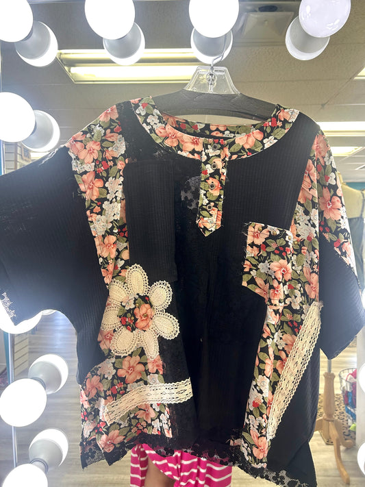 Floral Knit Rib Top