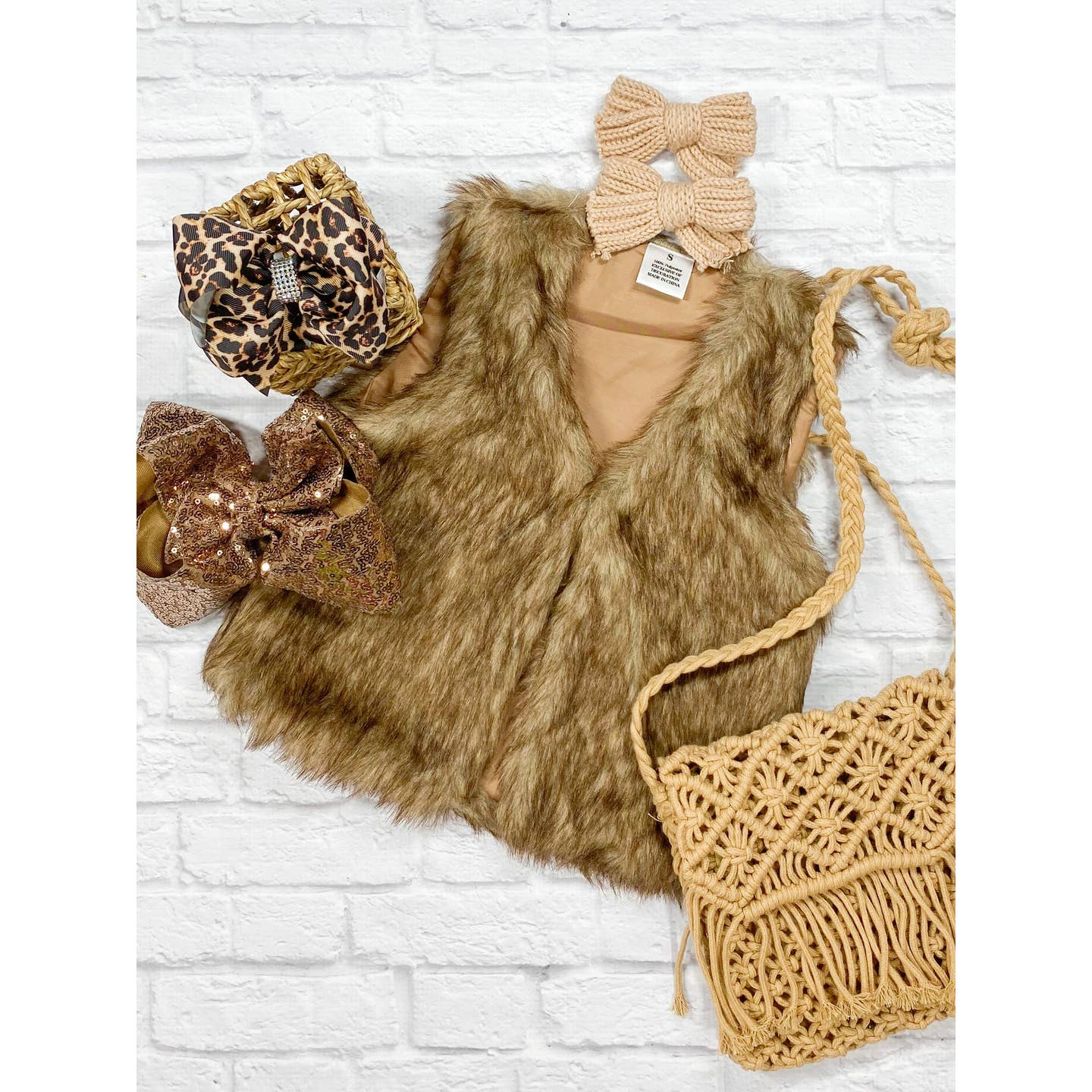 Kids Brown Sherpa Vest