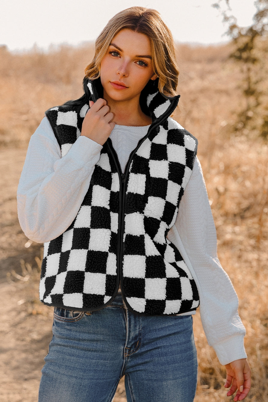 Checkered Sherpa Vest