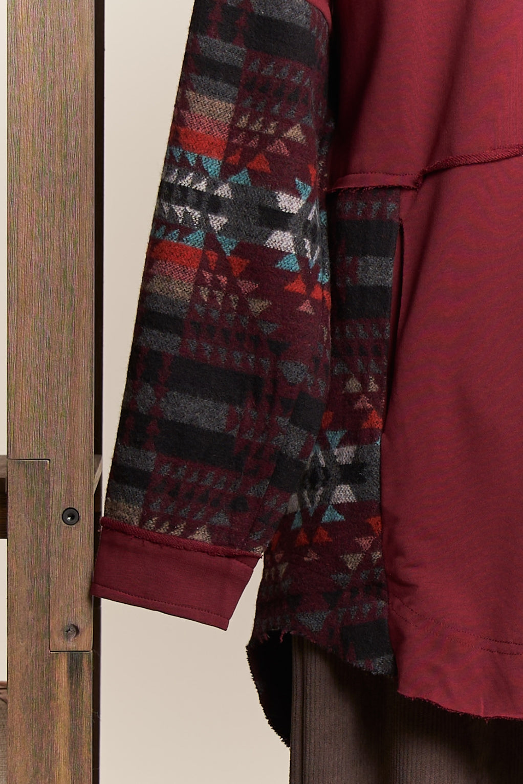 Hooded Button Down Aztec Top