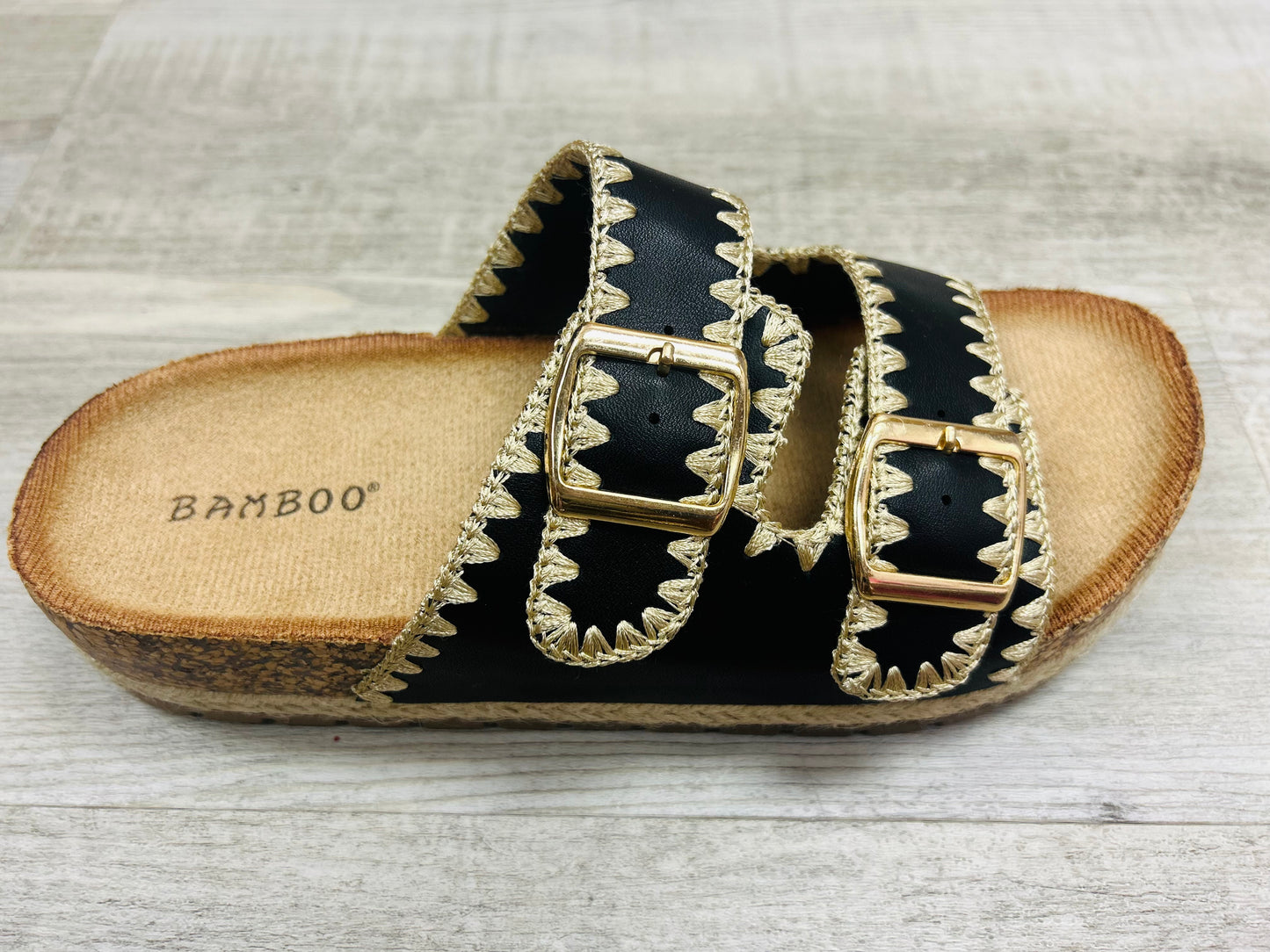 Stitched Edge Double Strap Sandal
