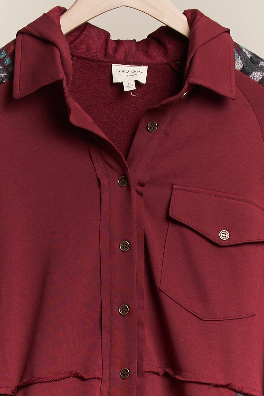 Hooded Button Down Aztec Top