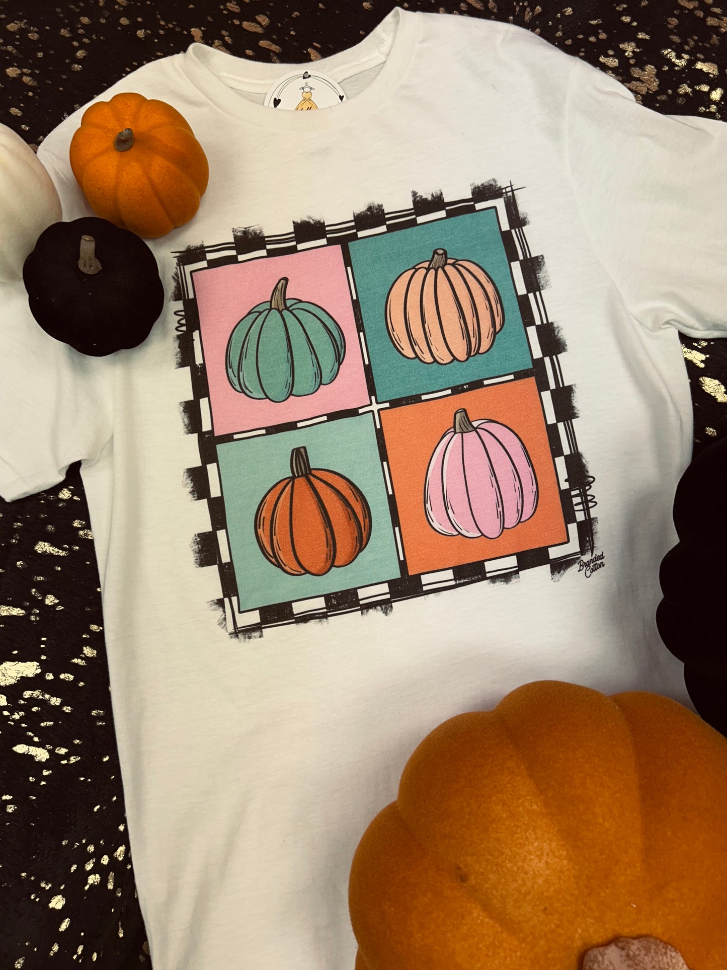 Checkered Square Pumpkins Tee