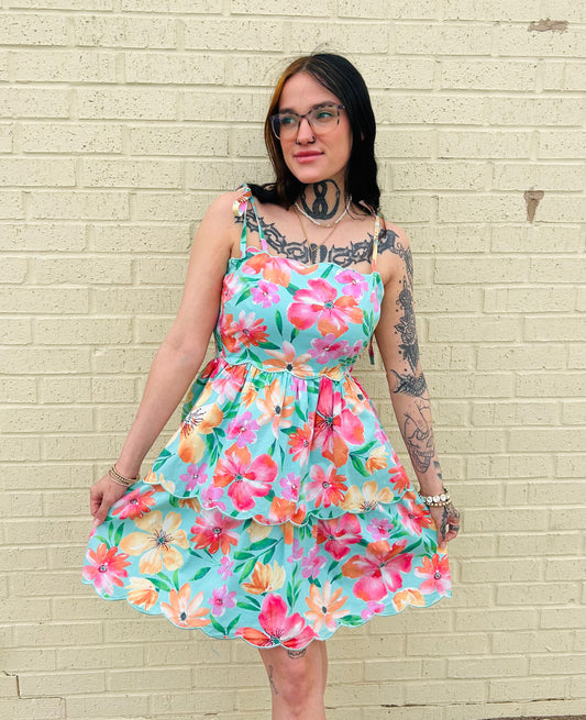 Scallop Hem Floral dress