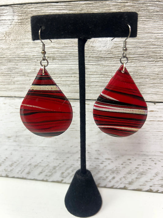 Red/Black/White Stripe Earrings
