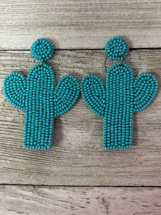 Seed Bead Earrings Cactus
