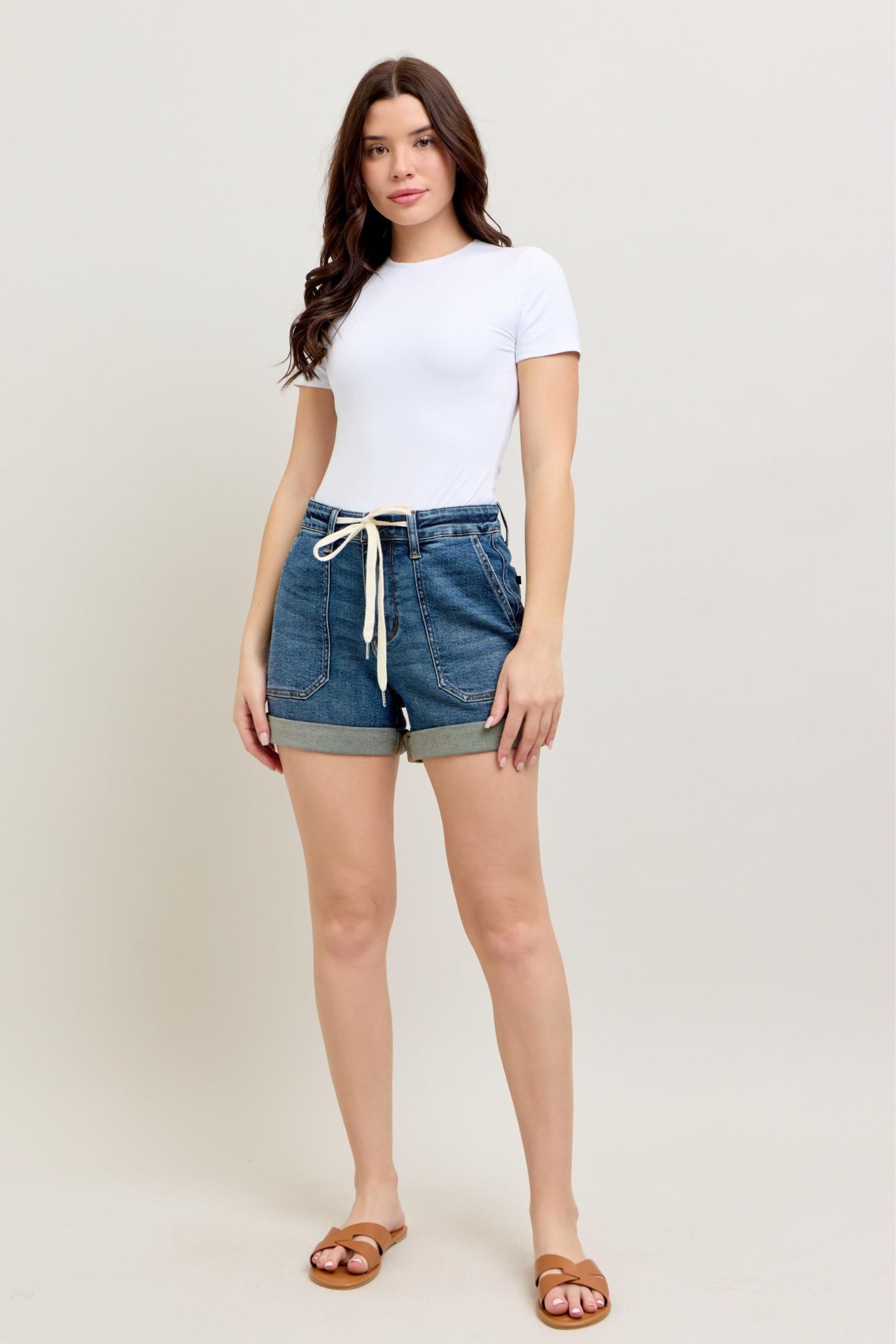 JB HW Cuff Jogger Shorts Dark Wash