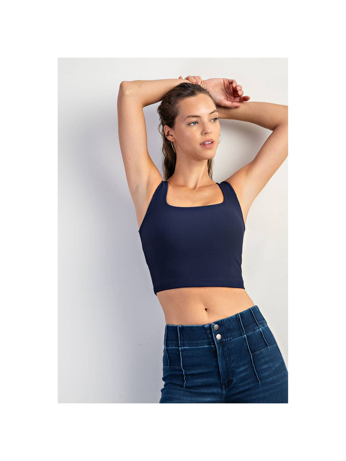 Ribbed Square Neck Athletic Wear Crop Top