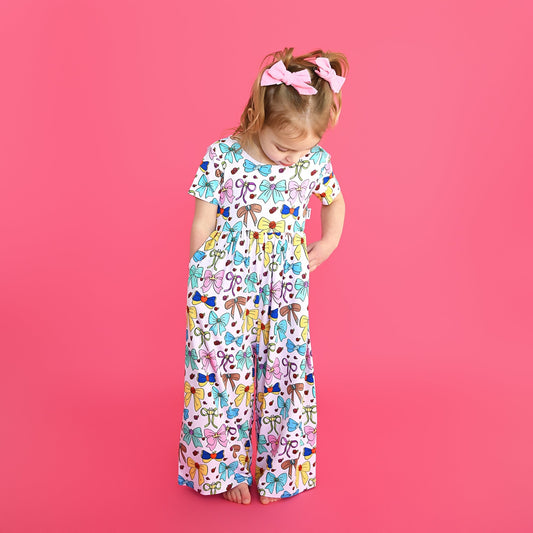 Bowtastic Wide Leg Bamboo Romper