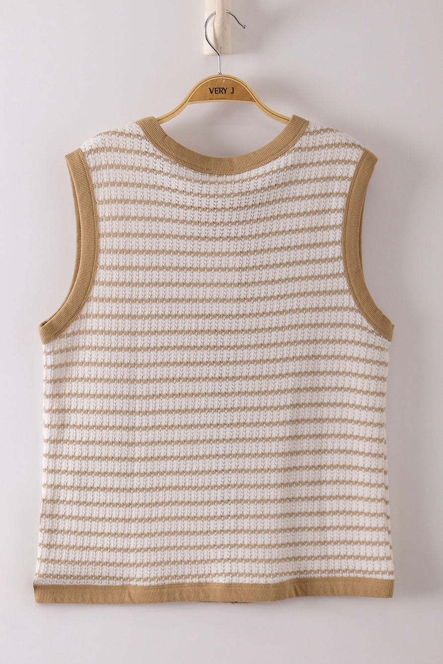 Stripe Knit Button Down Top