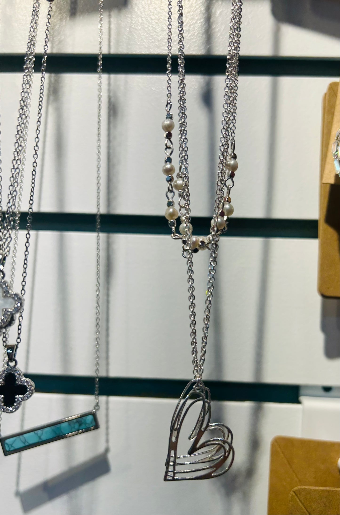 Pearl Heart Pendant Layered Necklace