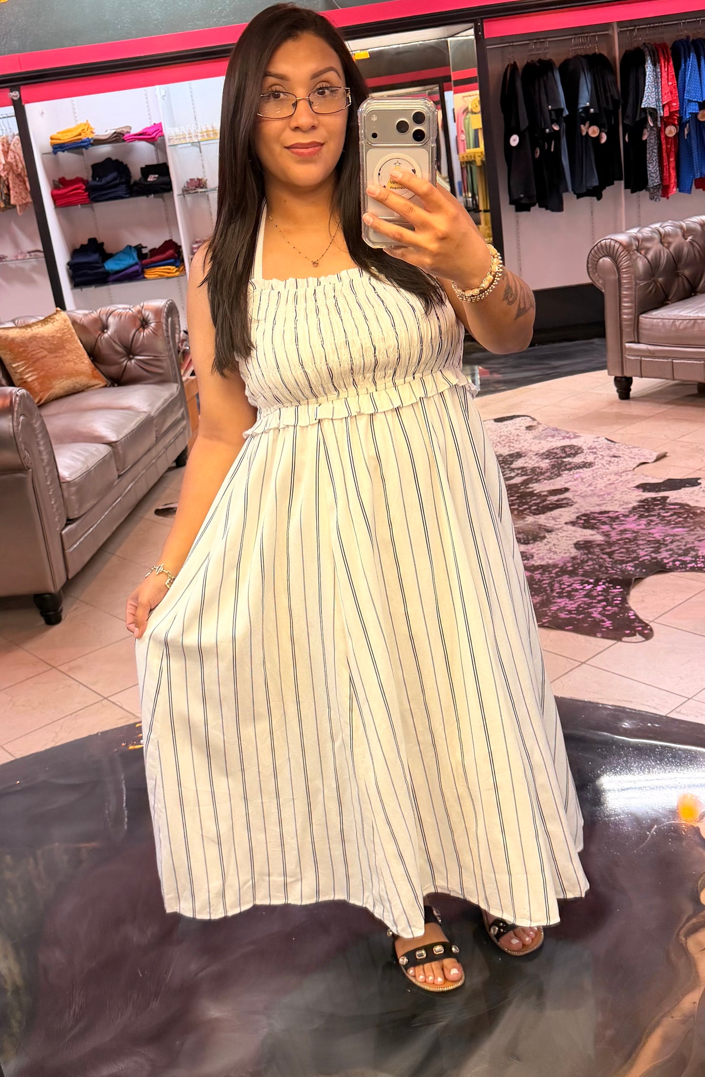 Smocked Halter Midi Dress