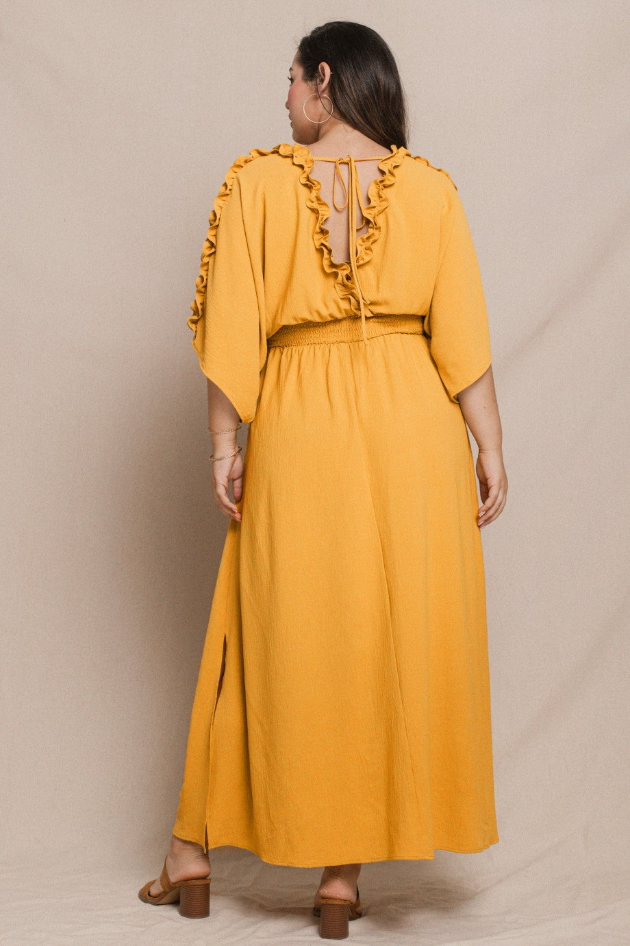 Mustard Ruffle Maxi Dress