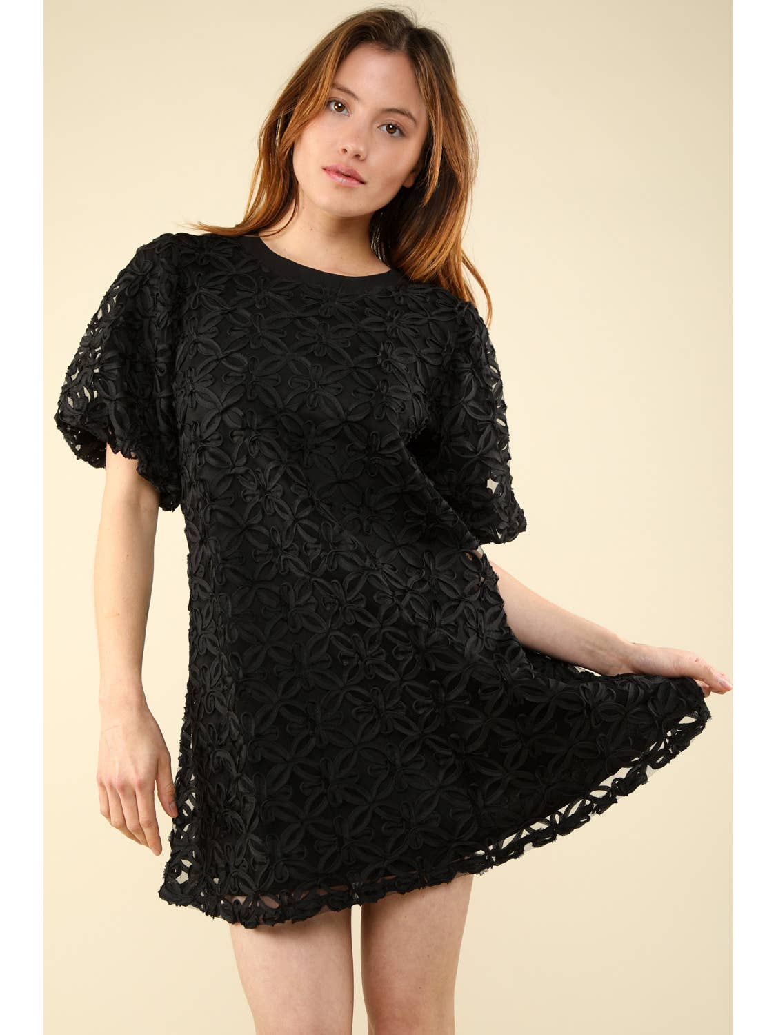Floral Texture Organza Mini Dress