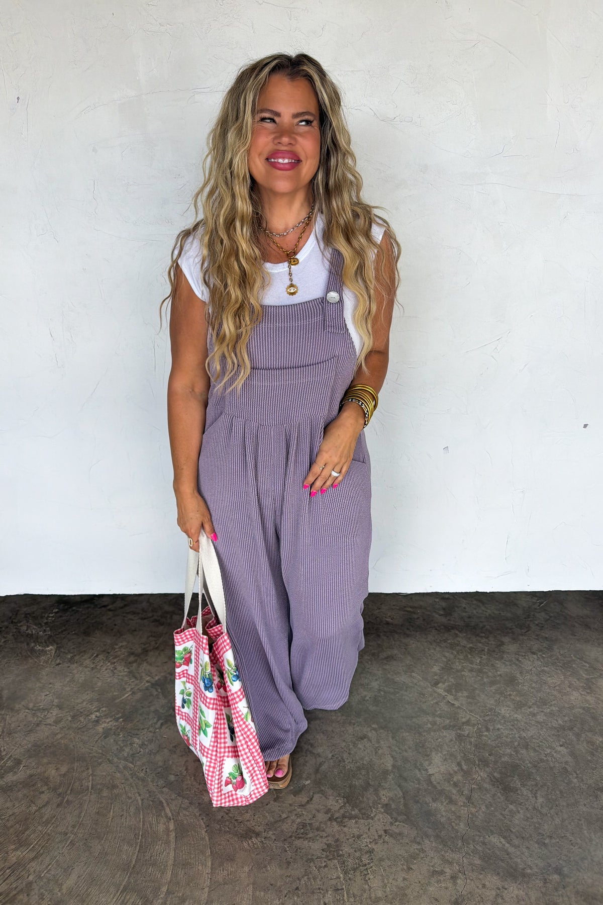 Spring Lavender Ribbed Overalls