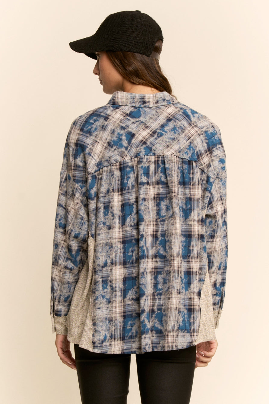 Air-Sprayed Plaid Stud Top