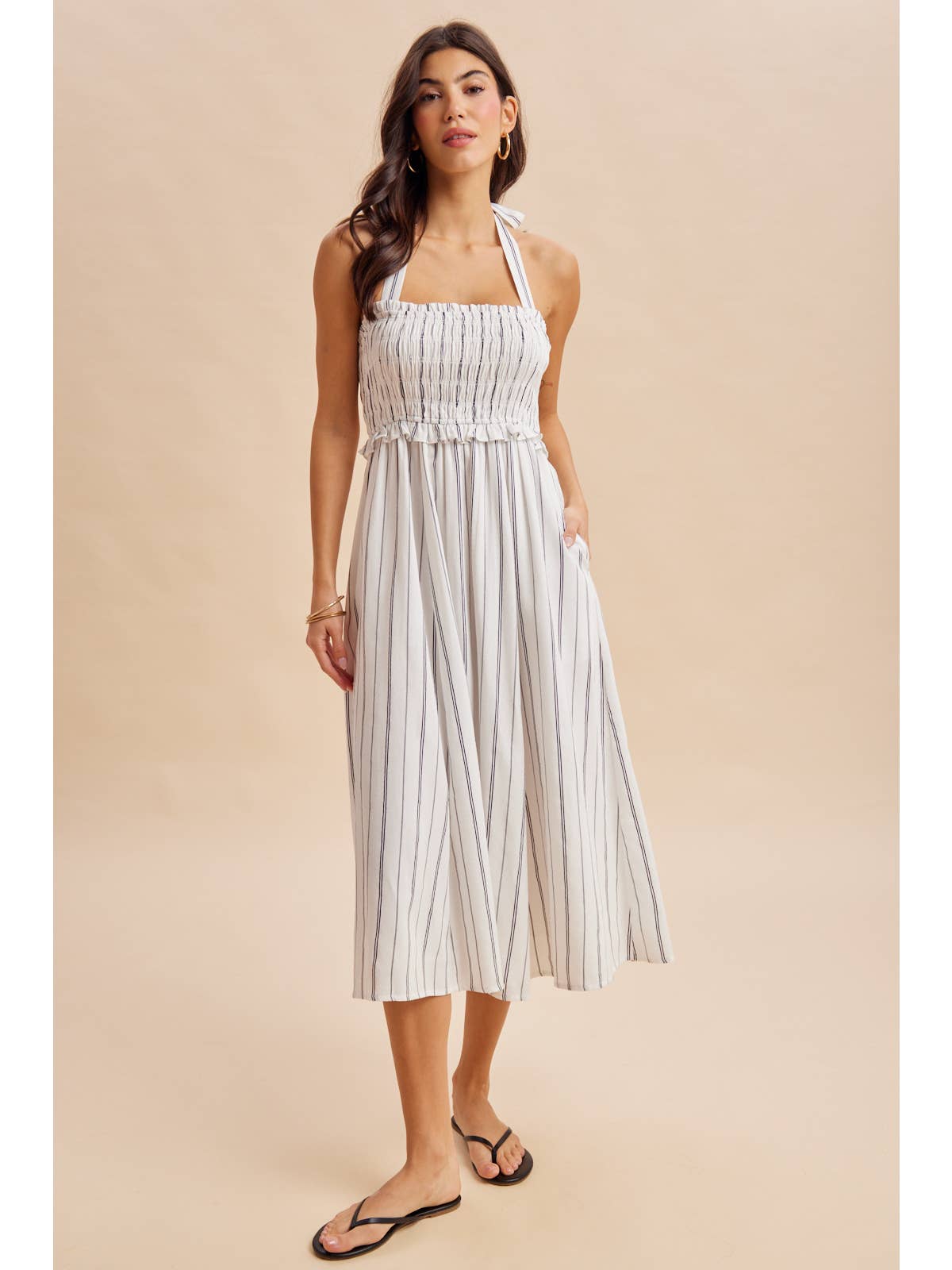 Smocked Halter Midi Dress