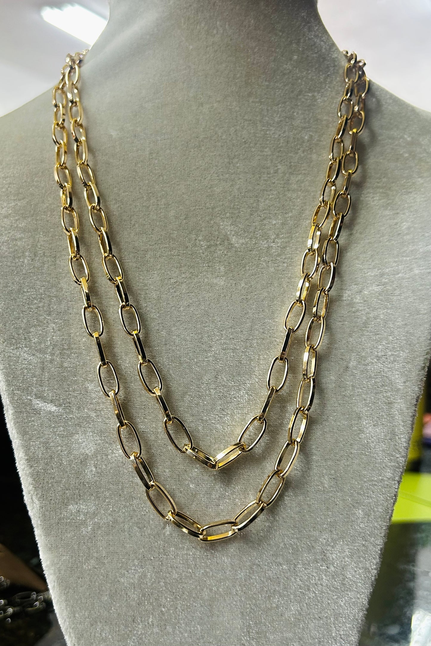 Metal Paperclip Chain Long Necklace
