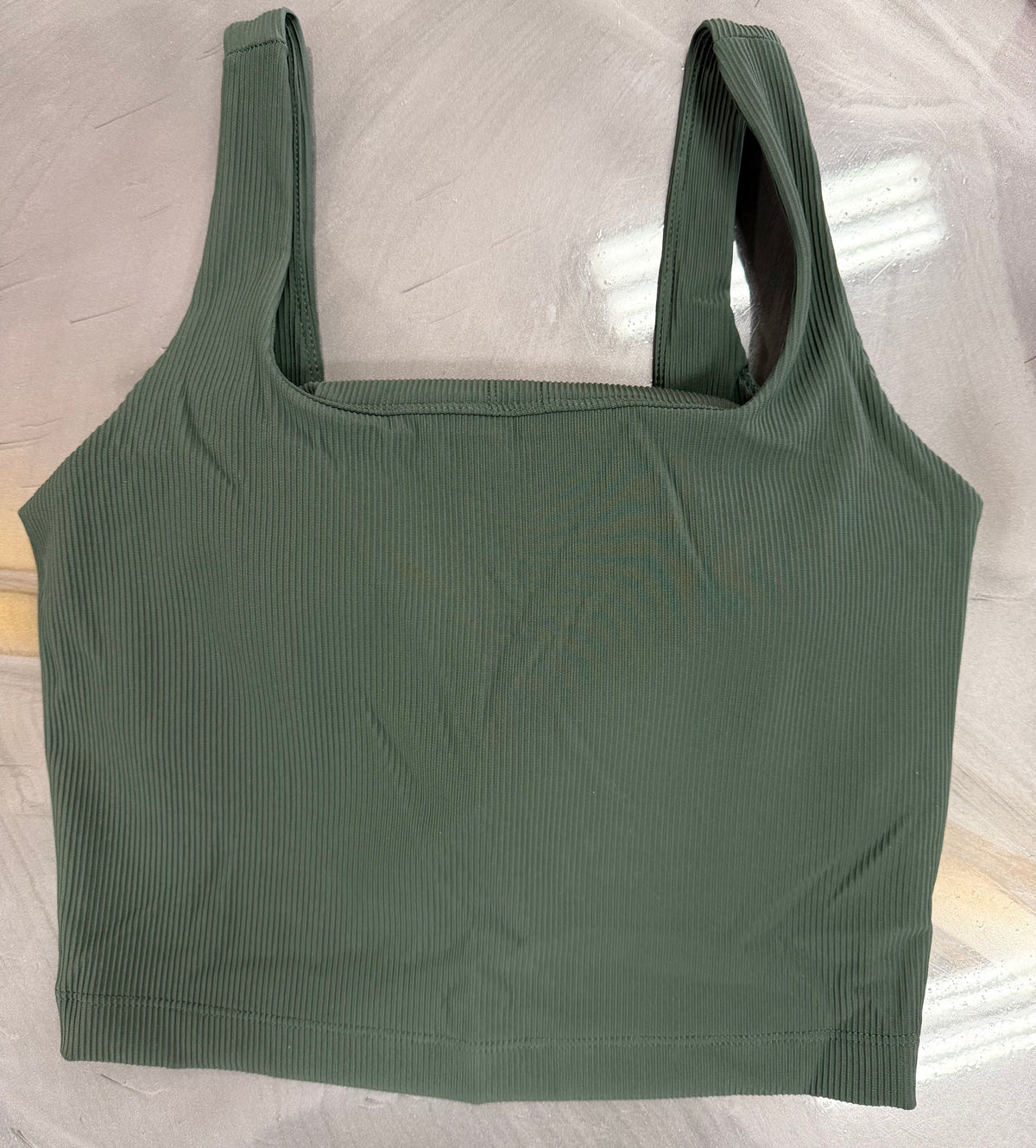 Ribbed Square Neck Athletic Wear Crop Top