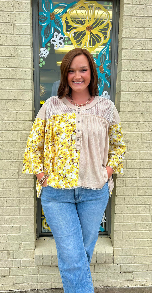 Floral Print Crotchet Detail Top