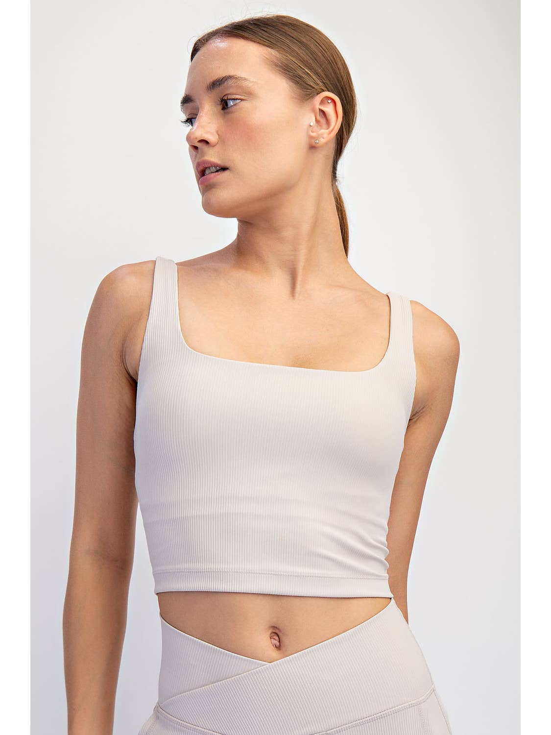 Ribbed Square Neck Athletic Wear Crop Top