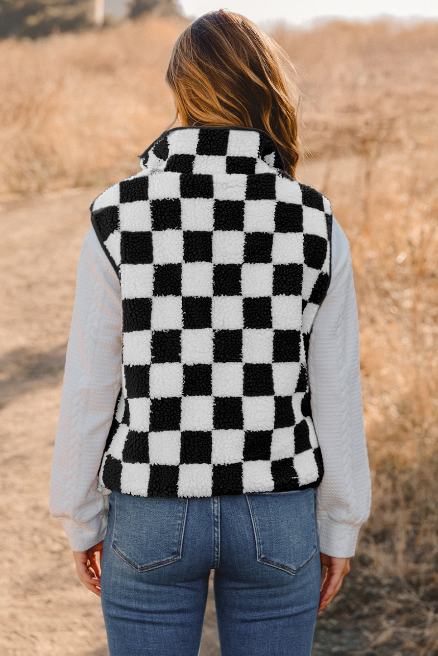 Checkered Sherpa Vest