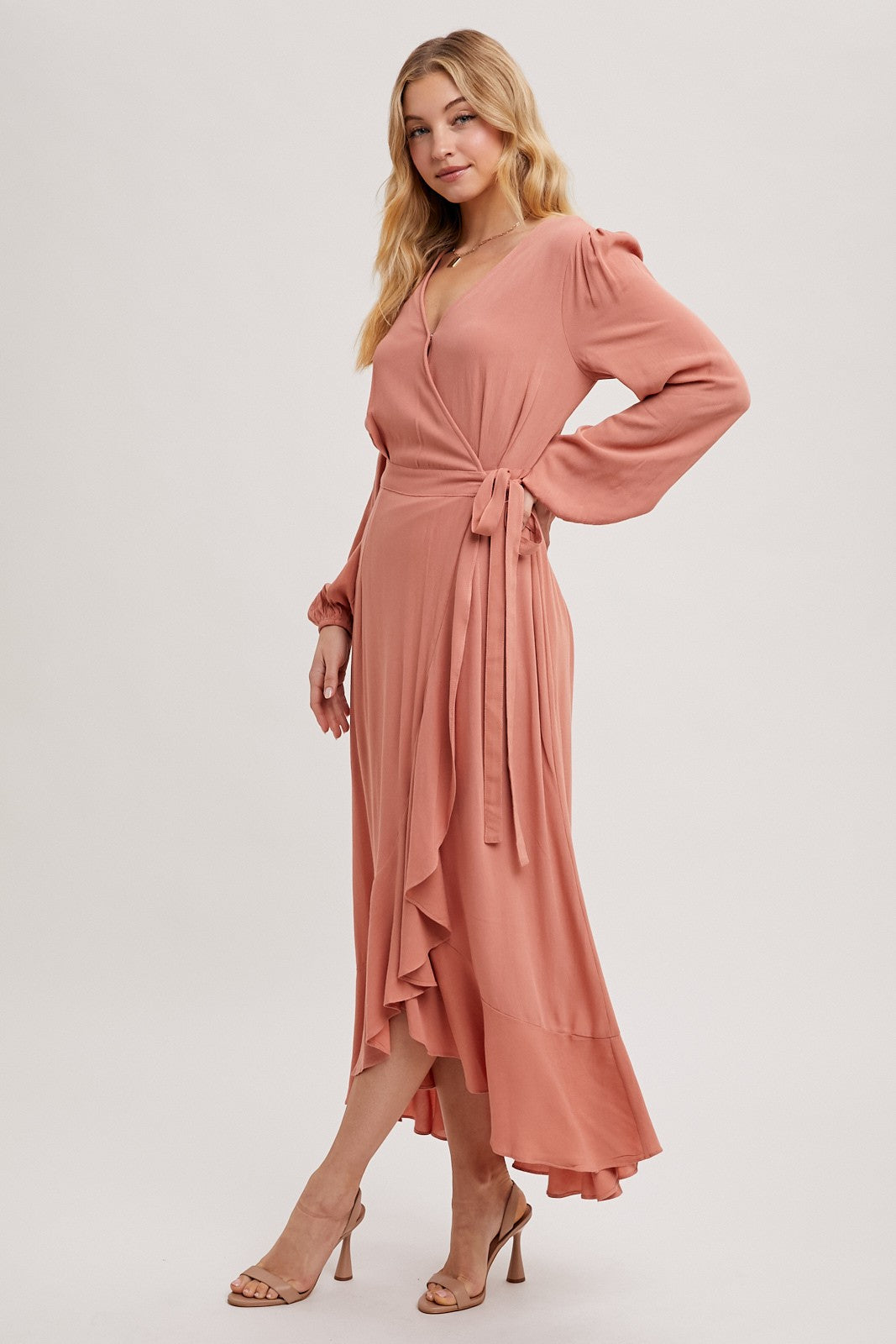 Clay Ruffle Hem Wrap Dress