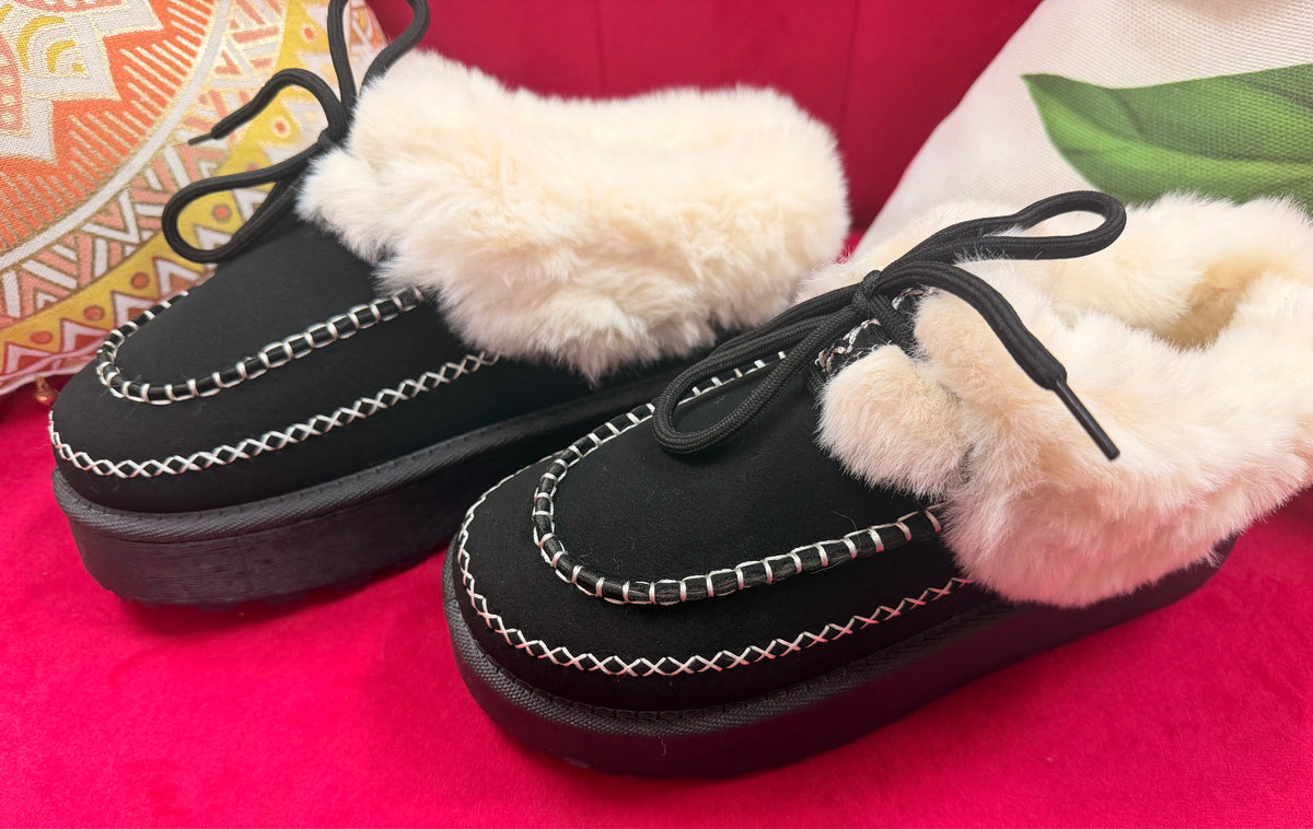 Contrast Stitching Platform Slippers