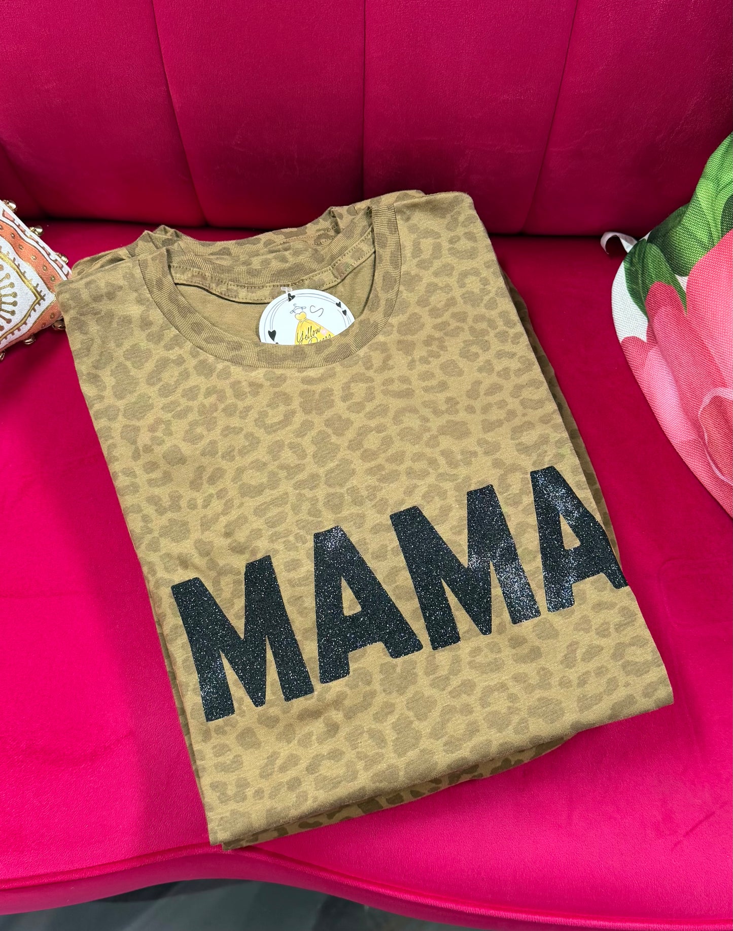 Leopard Mama Glitter Tee