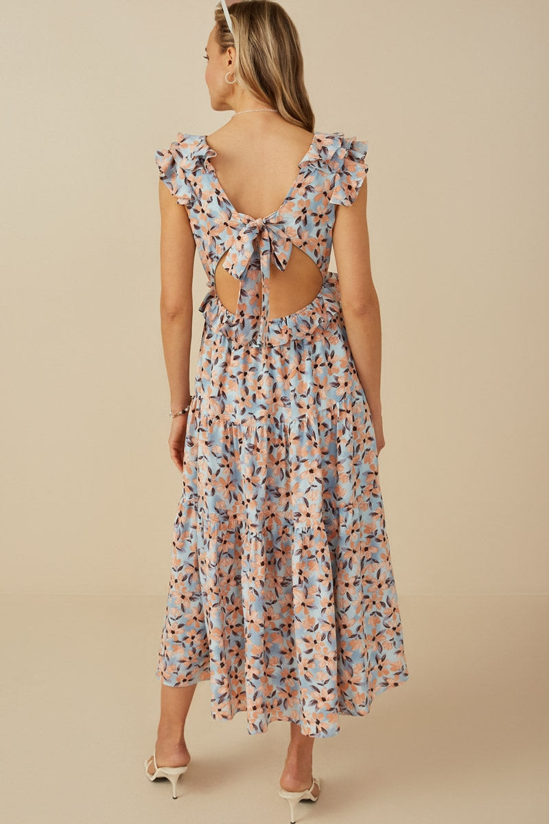 Floral Back Cutout Dress