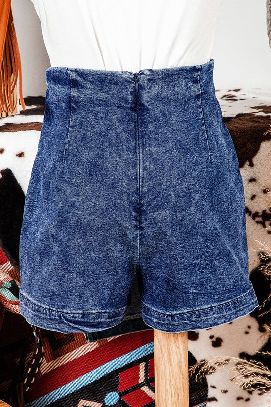 Asymmetric Wrapped Denim Skort