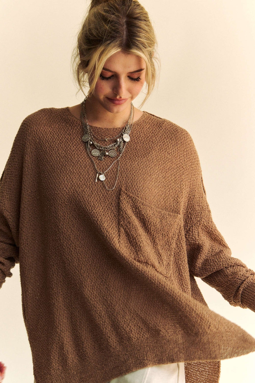 Textured Mocha Sweater Top