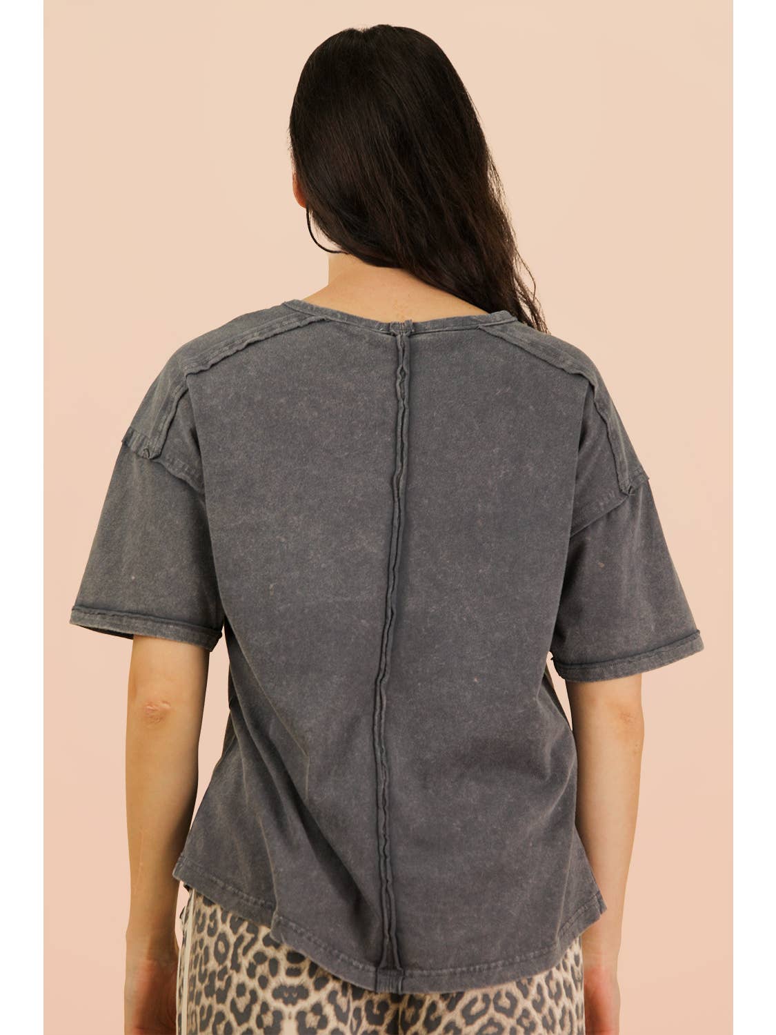 Charcoal Mineral Washed Knit Top